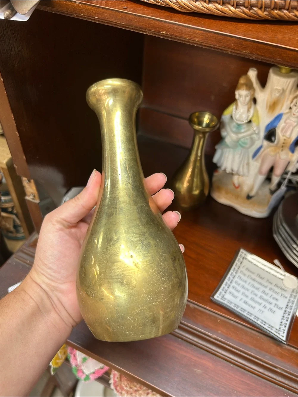 Vintage 6” & 8” Pair of Brass Bud Vases